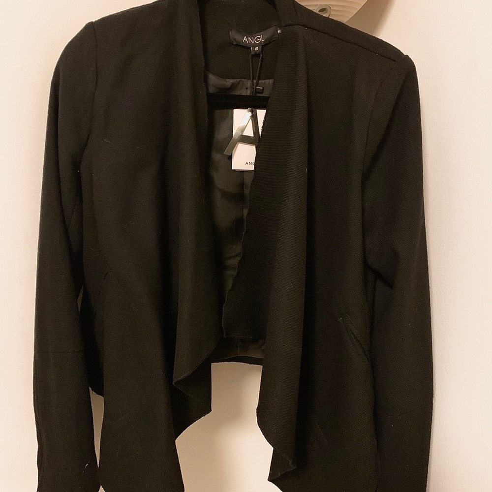 Draped Waterfall Crop Jacket - Black (NWT)